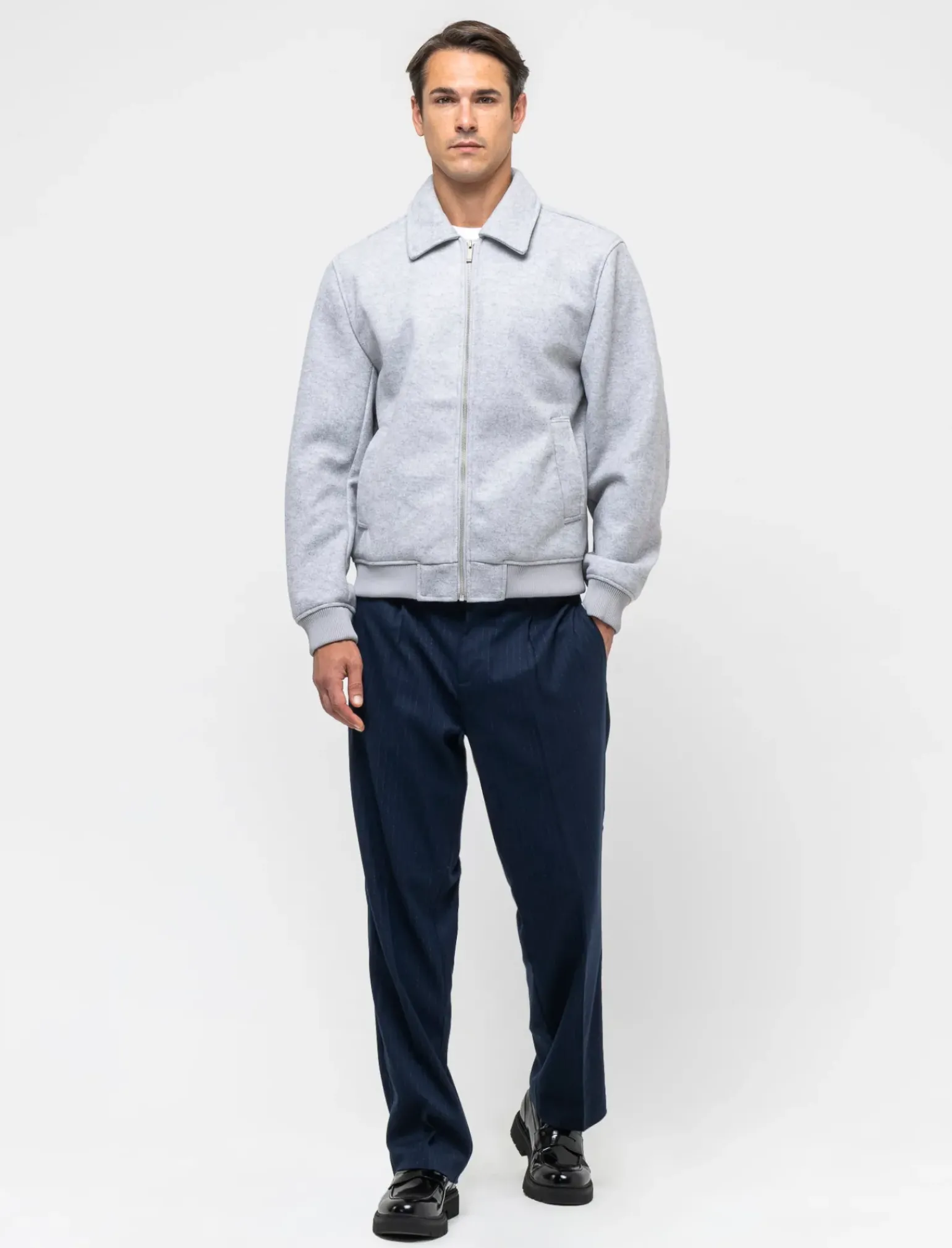 Uomo Piazza Italia Uomo|Giubbini E Cappotti<Giubbotto realizzato in panno effetto lana con tasche a filetto - mel.