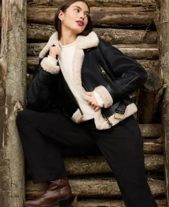 Donna Piazza Italia Giubbini E Cappotti<Giubotto corto modello chiodo in finto suede cintura in vita - Nero