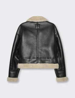 Donna Piazza Italia Giubbini E Cappotti<Giubotto corto modello chiodo in finto suede cintura in vita - Nero