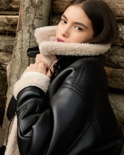 Donna Piazza Italia Giubbini E Cappotti<Giubotto corto modello chiodo in finto suede cintura in vita - Nero