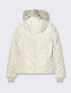 Donna Piazza Italia Donna|Giubbini E Cappotti<Giubotto imbottito con cappuccio removibile con zip e cappuccio - Avorio