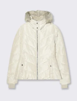Donna Piazza Italia Donna|Giubbini E Cappotti<Giubotto imbottito con cappuccio removibile con zip e cappuccio - Avorio