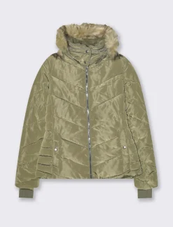 Donna Piazza Italia Donna|Giubbini E Cappotti<Giubotto imbottito con cappuccio removibile con zip e cappuccio - salvia