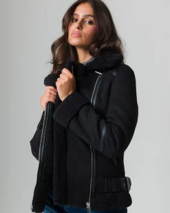 Donna Piazza Italia Donna|Giubbini E Cappotti<Giubotto modello chiodo in finto suede con cintura in vita -