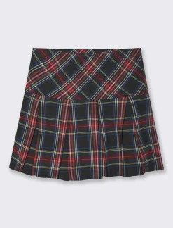 Donna Piazza Italia Gonne<Gonna corta in fantasia scozzese - Nero