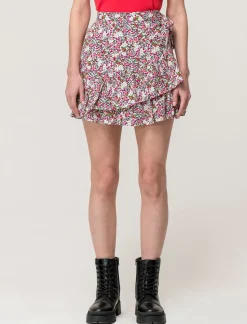 Donna Piazza Italia Gonne<Gonna in viscosa con rouche al fonfo e pantaloncino interno - var 1