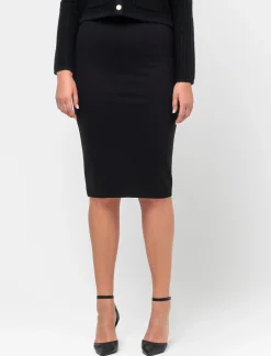 Donna Piazza Italia Gonne<Gonna lunga a tubino in punto milano con spacco posteriore -