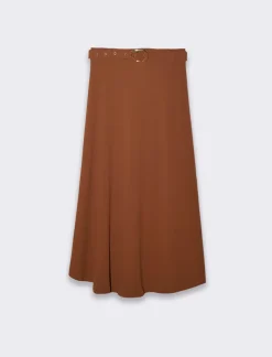 Donna Piazza Italia Gonne<Gonna lunga con elastico in vita sul retro e cintura - bruciato