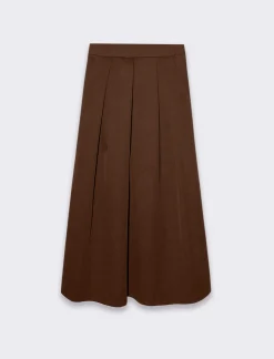 Donna Piazza Italia Donna|Gonne<Gonna lunga con elastico sul retro e tasche a taglio sui fianchi - tabacco