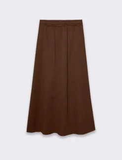 Donna Piazza Italia Donna|Gonne<Gonna lunga con elastico sul retro e tasche a taglio sui fianchi - tabacco