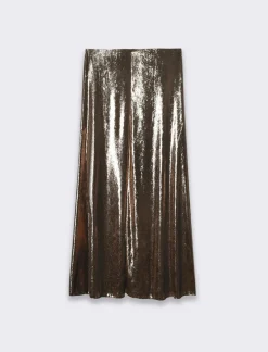 Donna Piazza Italia Gonne<Gonna lunga da donna con elastico in vita - Bronzo