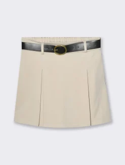 Donna Piazza Italia Donna|Shorts<Gonna pantaloncino con elastico in vita e cintura - burro