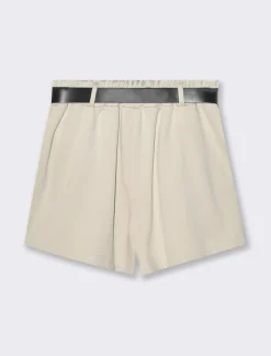 Donna Piazza Italia Donna|Shorts<Gonna pantaloncino con elastico in vita e cintura - burro