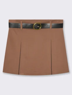 Donna Piazza Italia Donna|Shorts<Gonna pantaloncino con elastico in vita e cintura - Cammello