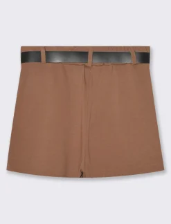 Donna Piazza Italia Donna|Shorts<Gonna pantaloncino con elastico in vita e cintura - Cammello