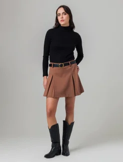 Donna Piazza Italia Donna|Shorts<Gonna pantaloncino con elastico in vita e cintura - Cammello