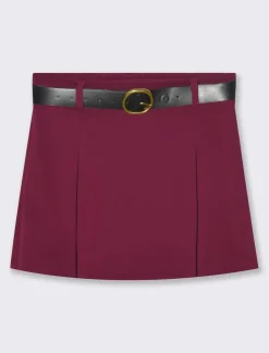 Donna Piazza Italia Donna|Shorts<Gonna pantaloncino con elastico in vita e cintura - Vinaccia