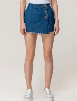 Donna Piazza Italia Donna|Gonne<Gonna pantalone in denim - Denim