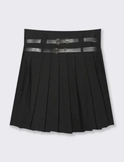 Donna Piazza Italia Gonne<Gonna plisset con cinture - Nero