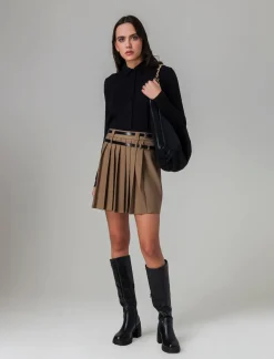 Donna Piazza Italia Gonne<Gonna plisset con cinture - Cammello