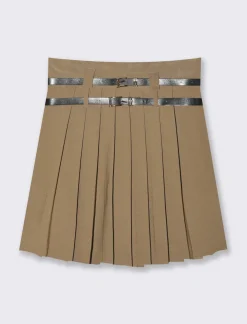 Donna Piazza Italia Gonne<Gonna plisset con cinture - Cammello