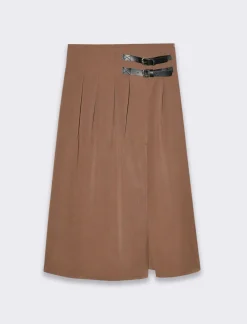 Donna Piazza Italia Gonne<Gonna plisset con cinturini - Cammello