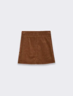 Donna Piazza Italia Gonne<Gonna svasata in velluto con bottoni e tasche a toppa sul davanti - castoro