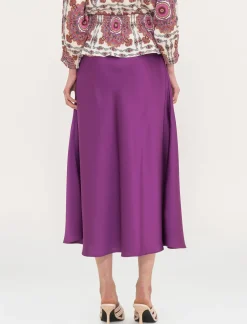 Donna Piazza Italia Donna<Gonna unita in tessuto satin realizzata in sbieco - Porpora