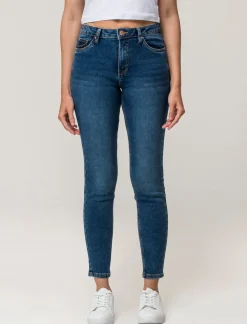 Donna Piazza Italia Donna|Jeans<Jeans basico 5 tasche vita alta vestibilità skinny e chiusura con zip e bottone - DENIM SCURO