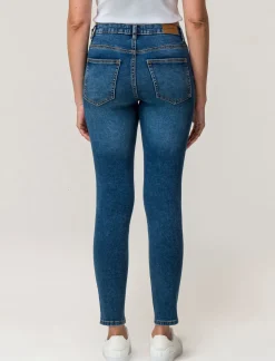 Donna Piazza Italia Donna|Jeans<Jeans basico 5 tasche vita alta vestibilità skinny e chiusura con zip e bottone - DENIM SCURO