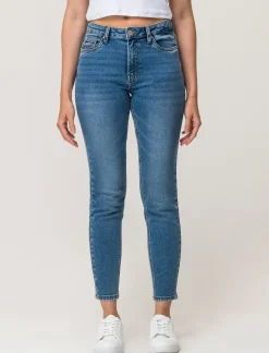 Donna Piazza Italia Donna|Jeans<Jeans basico 5 tasche vita alta vestibilità skinny e chiusura con zip e bottone - Denim