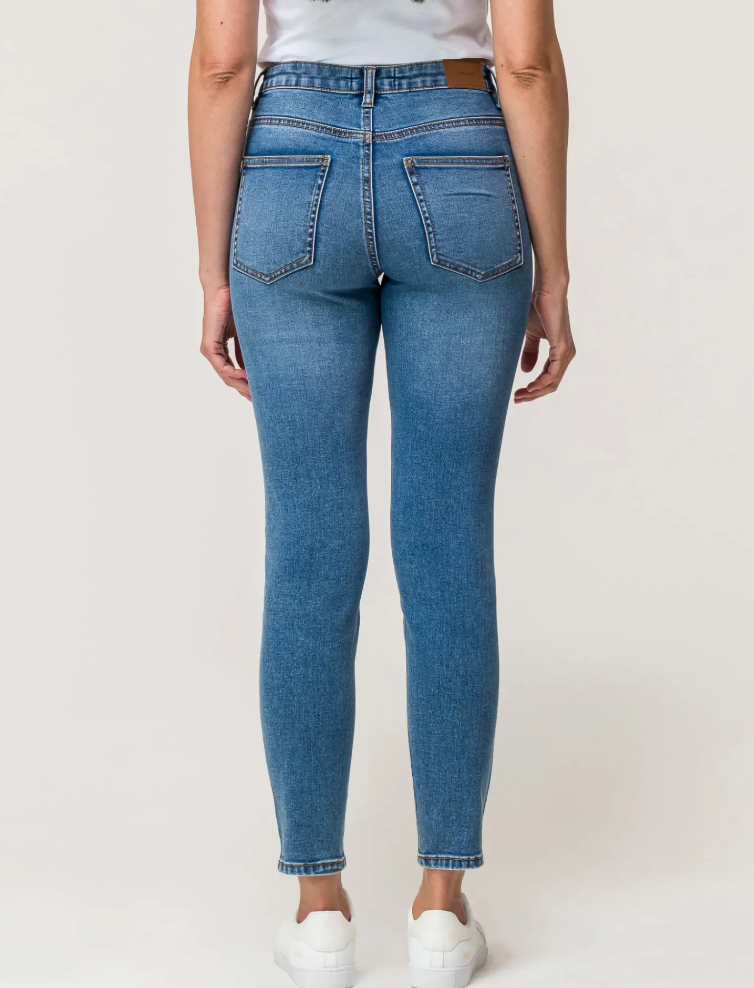 Donna Piazza Italia Donna|Jeans<Jeans basico 5 tasche vita alta vestibilità skinny e chiusura con zip e bottone - Denim