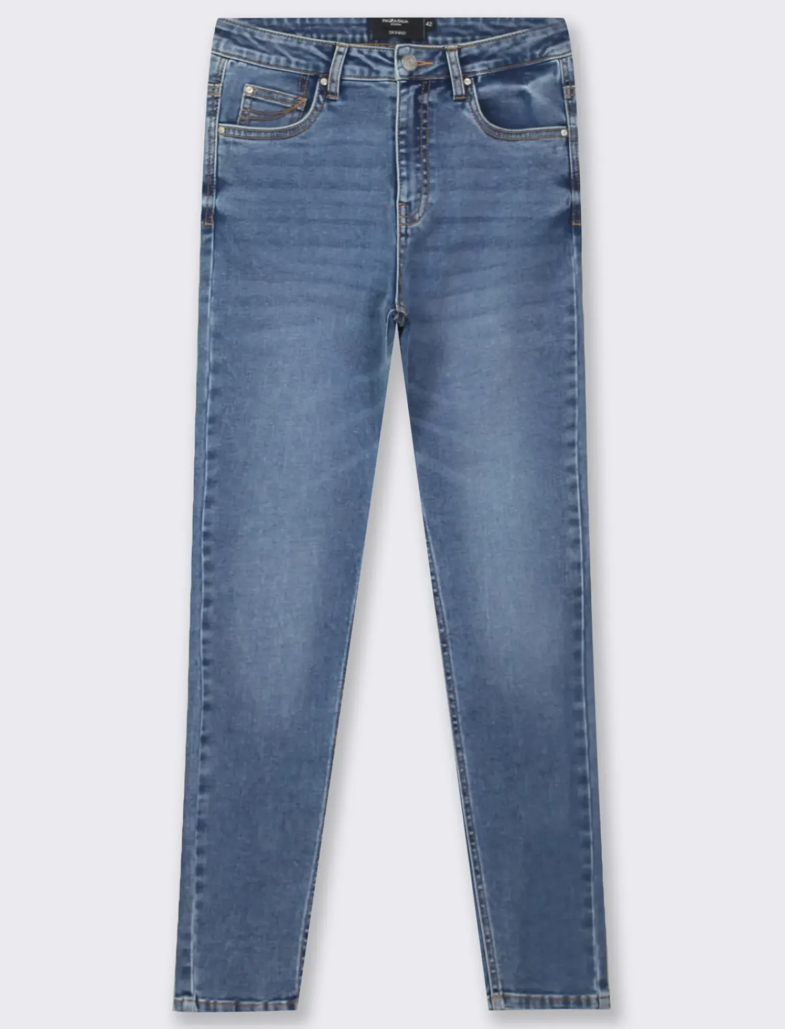 Donna Piazza Italia Donna|Jeans<Jeans basico 5 tasche vita alta vestibilità skinny e chiusura con zip e bottone - Denim