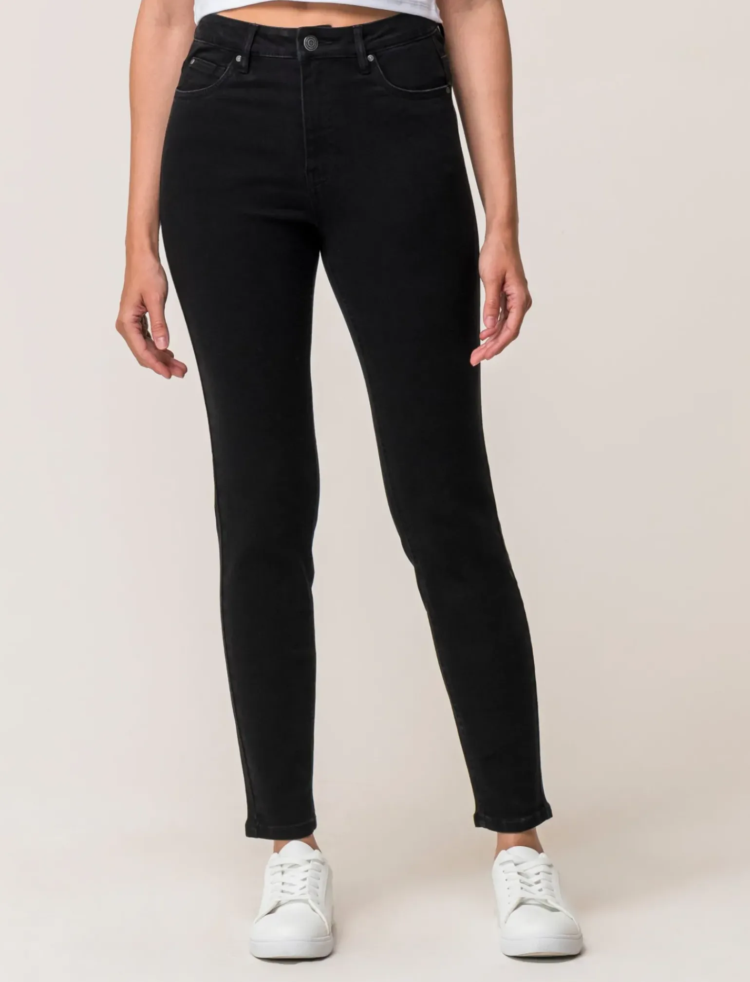 Donna Piazza Italia Donna|Jeans<Jeans basico 5 tasche vita alta vestibilità skinny e chiusura con zip e bottone -