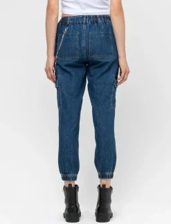 Donna Piazza Italia Donna|Jeans<Jeans jogger con tasconi e accessorio catena - Denim