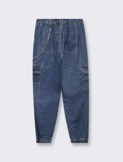 Donna Piazza Italia Donna|Jeans<Jeans jogger con tasconi e accessorio catena - Denim