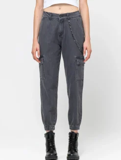 Donna Piazza Italia Donna|Jeans<Jeans jogger con tasconi e accessorio catena -