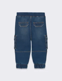 Piazza Italia Neonato|Jeans<Jeans modello cargo con elastico a fondo gamba - Denim