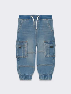 Piazza Italia Neonato|Jeans<Jeans modello cargo con elastico a fondo gamba - Denim chiaro