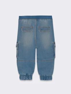 Piazza Italia Neonato|Jeans<Jeans modello cargo con elastico a fondo gamba - Denim chiaro