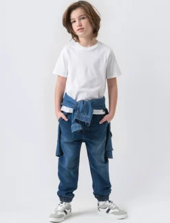 Bambino Piazza Italia Bambino|Jeans<Jeans modello jogger con lacci in vita stile casual - Denim