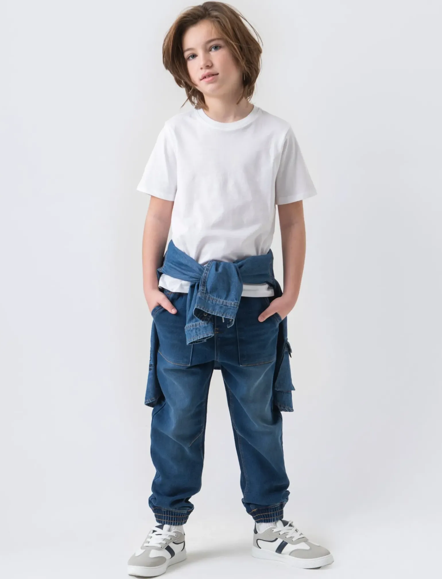 Bambino Piazza Italia Bambino|Jeans<Jeans modello jogger con lacci in vita stile casual - Denim