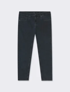 Uomo Piazza Italia Jeans<Jeans slim tapered fit a cinque tasche stretch effetto slavato - DENIM SCURO
