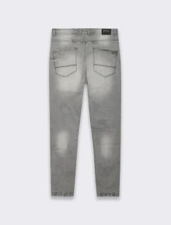 Uomo Piazza Italia Jeans<Jeans slim tapered fit cinque tasche stretch con strappi - Grigio