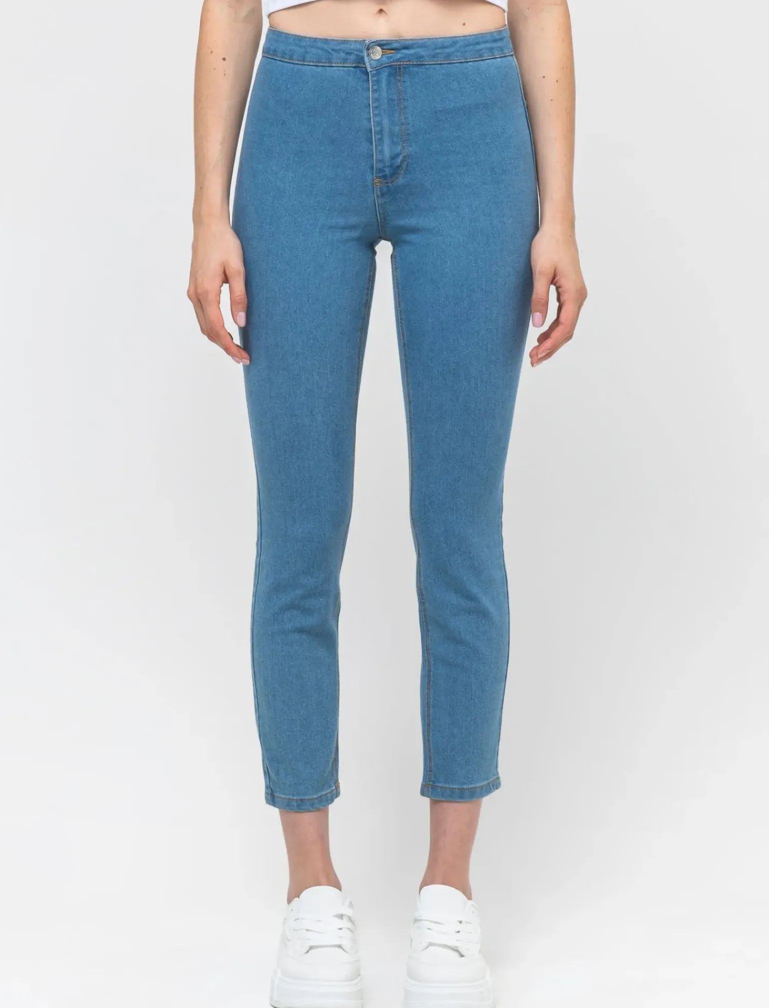 Donna Piazza Italia Jeans<Jeggings skinny vita alta in tessuto elasticizzato e tasche sul retro - Denim