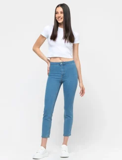 Donna Piazza Italia Jeans<Jeggings skinny vita alta in tessuto elasticizzato e tasche sul retro - Denim