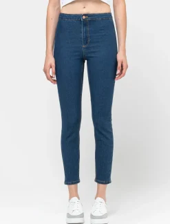 Donna Piazza Italia Jeans<Jeggings skinny vita alta in tessuto elasticizzato e tasche sul retro - DENIM SCURO