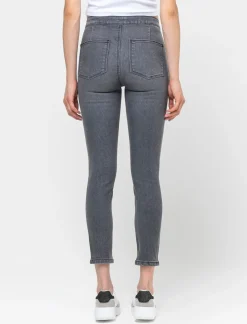 Donna Piazza Italia Jeans<Jeggings skinny vita alta in tessuto elasticizzato e tasche sul retro -