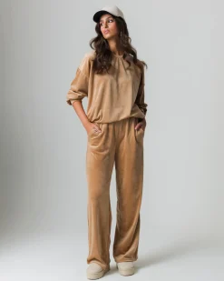 Donna Piazza Italia Pantaloni<Jogger basico con elastico in vita e tasche a taglio sui fianchi - Cammello