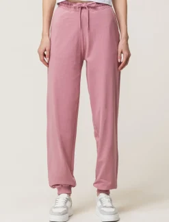 Donna Piazza Italia Donna|Pantaloni<Jogger in cotone, con coulisse, fondo in tessuto elastico a costina - cipolla